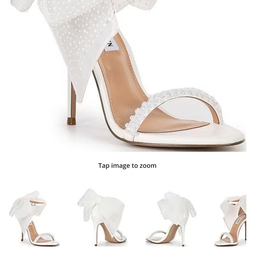 Steve Madden White Benni Heels with Bow Detail